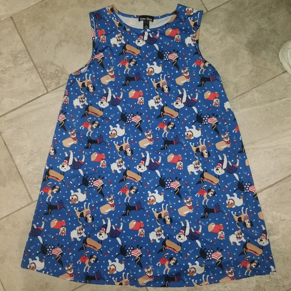 "Patriotic Pups" Red, White & Blue Dress